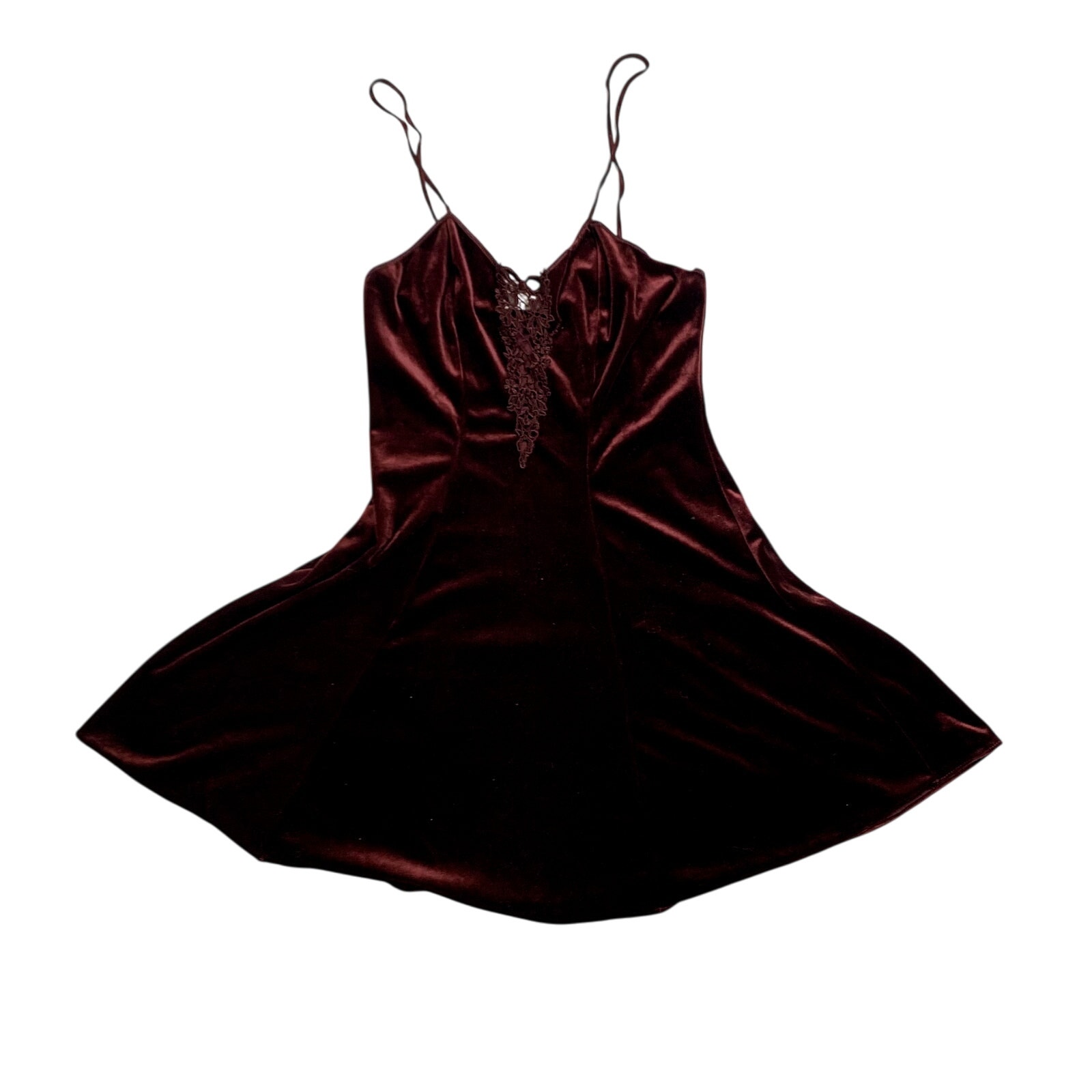 Dark Red Wine Fit Flare Floral Lace Vampire Romantic Whimsical Goth Slip Dress